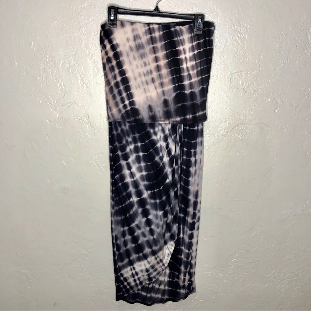 Strapless High slit tie dye dress